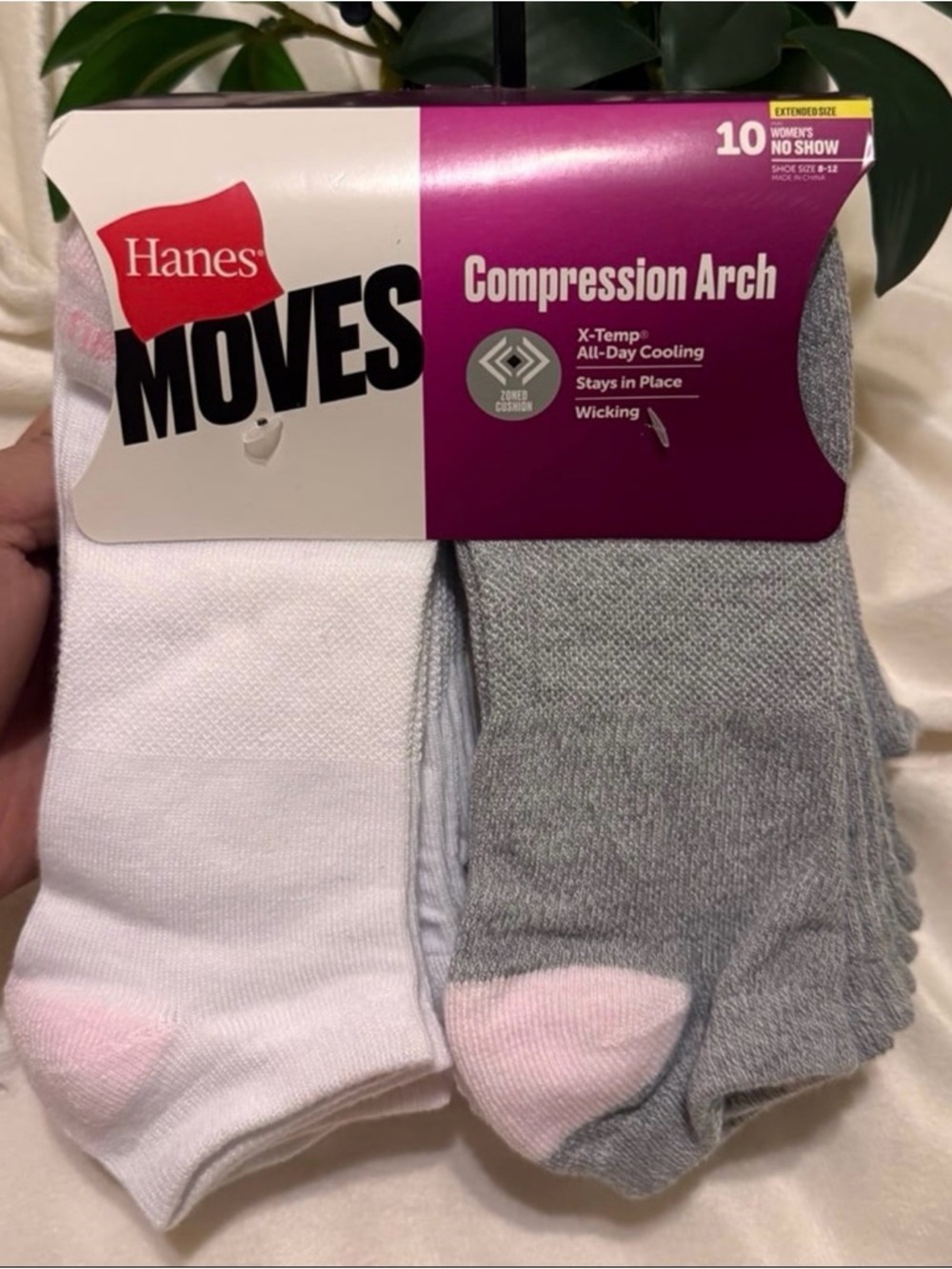 Hanes Women's No Show Socks, Moves, 10-Pack, Size 8-12
